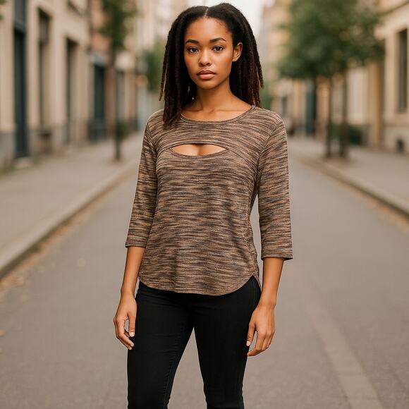 Lane Bryant Tops - Lane Bryant Womens Top Size 22 24 Open Front Brown Tan Black Space Dye NEW